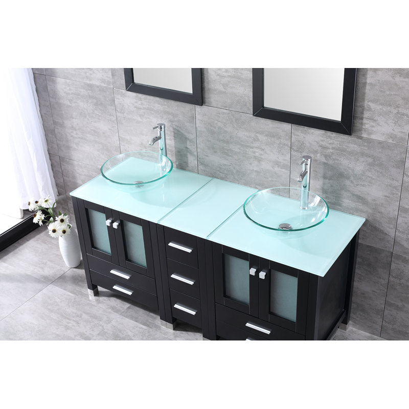 Latitude Run® Roode 60" Double Bathroom Vanity Set with Mirror